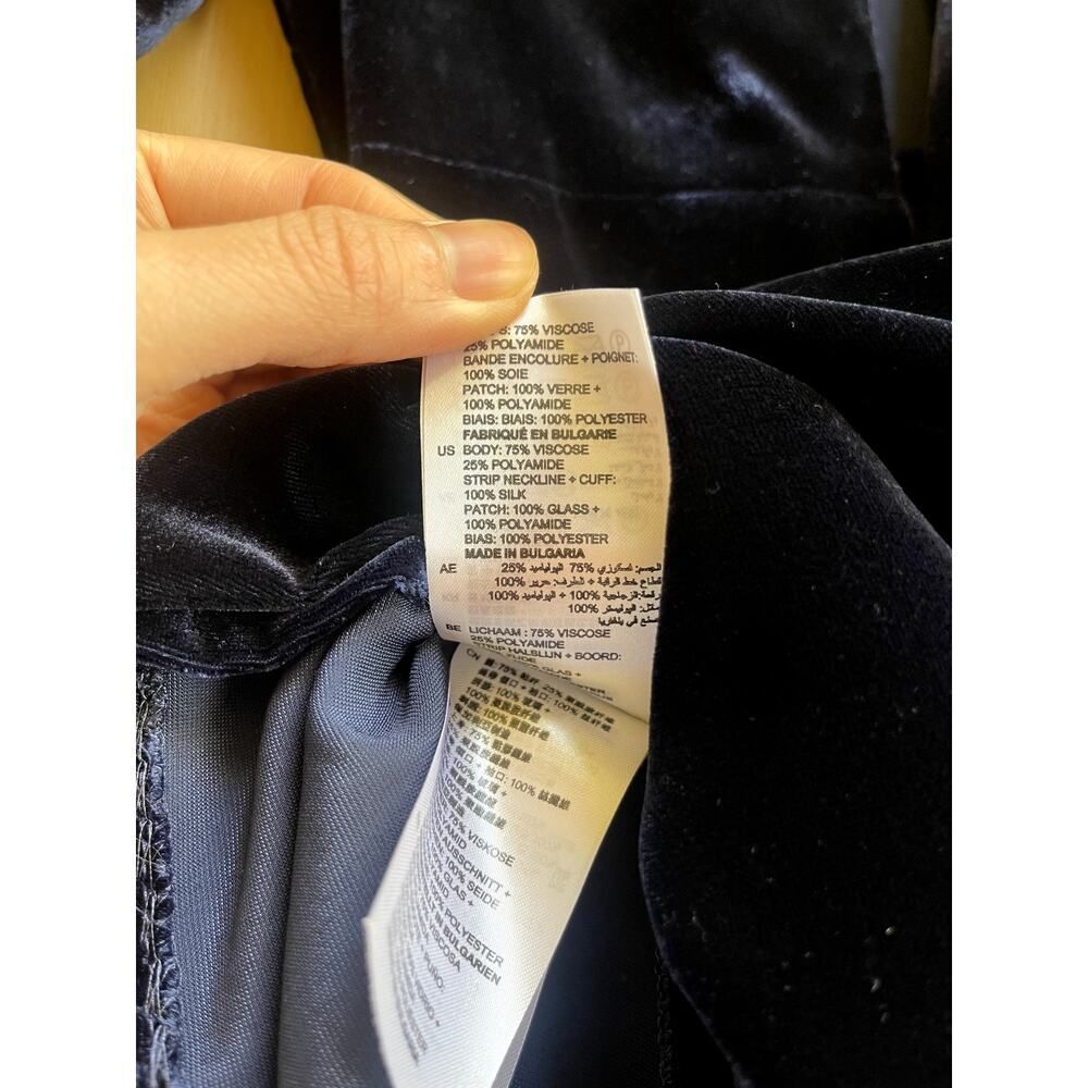 Sandro Paris Velvet Embroidered Ruffle Collar Mini Dress Navy Blue Size 1 (S) - Picture 8 of 9